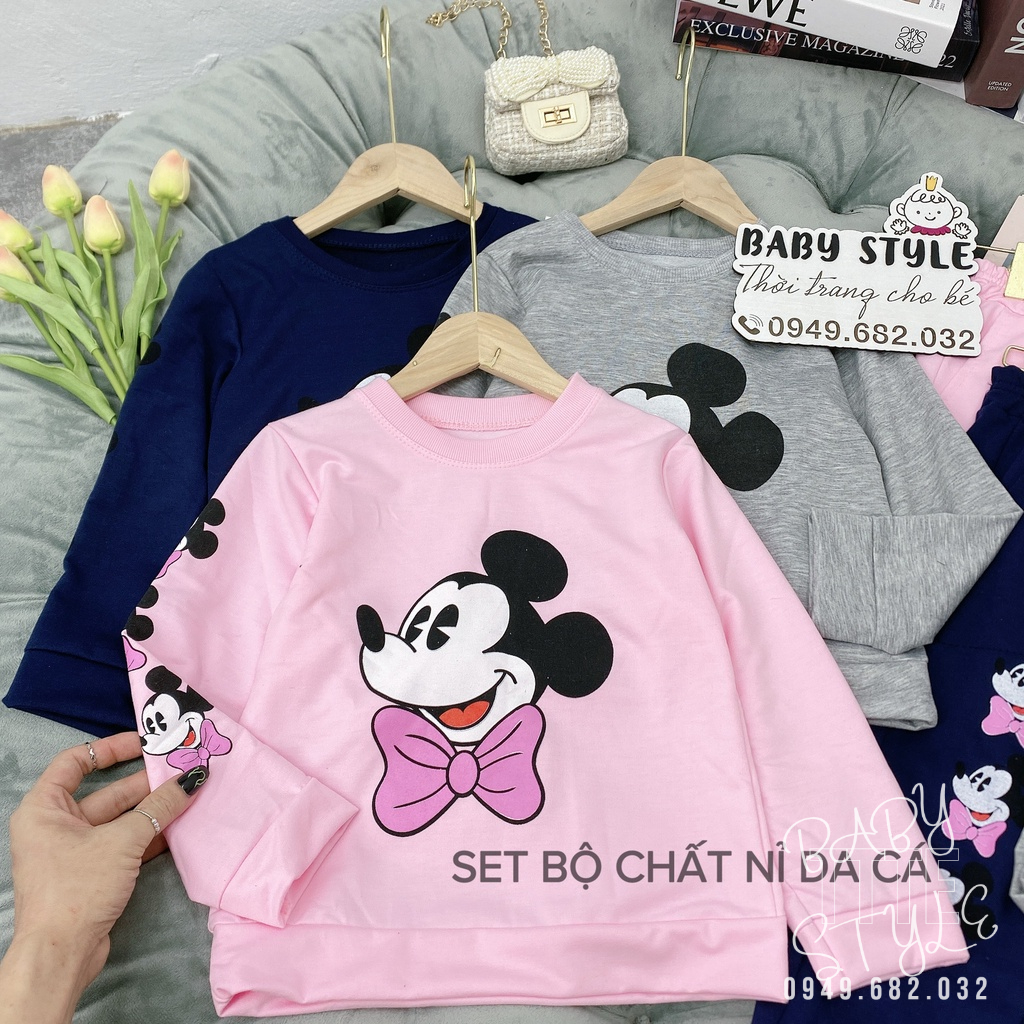 Bộ quần áo thu đông &quot;MICKEY&quot; 14-45kg cho bé gái 4-14 tuổi. Thiết kế xinh xắn, đáng yêu. G30