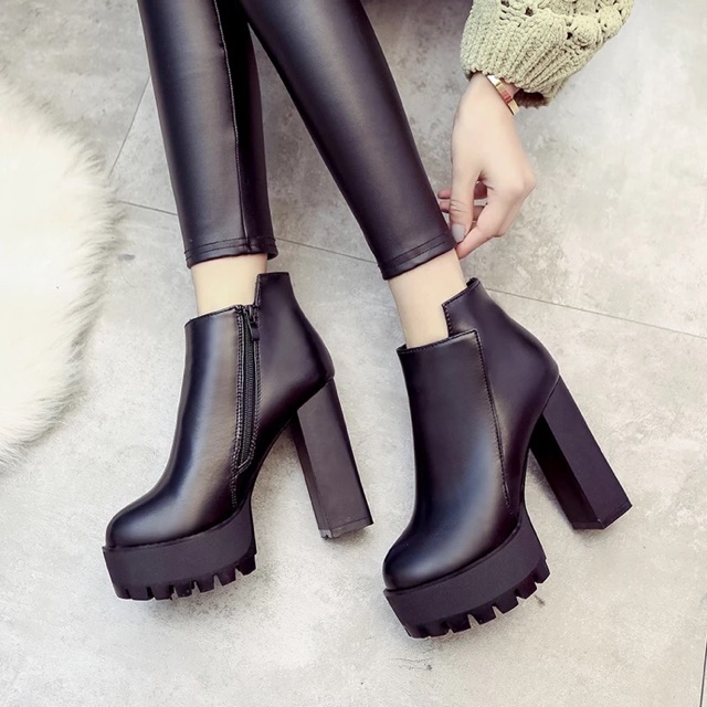 Giày boot nữ cổ ngắn đế cao  [ CÓ SẴN ]