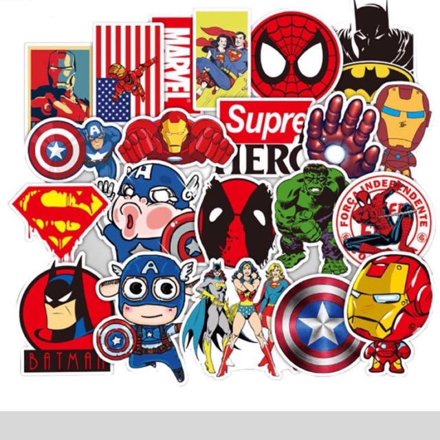 Set 10 Sticker siêu anh hùng chống thấm nước