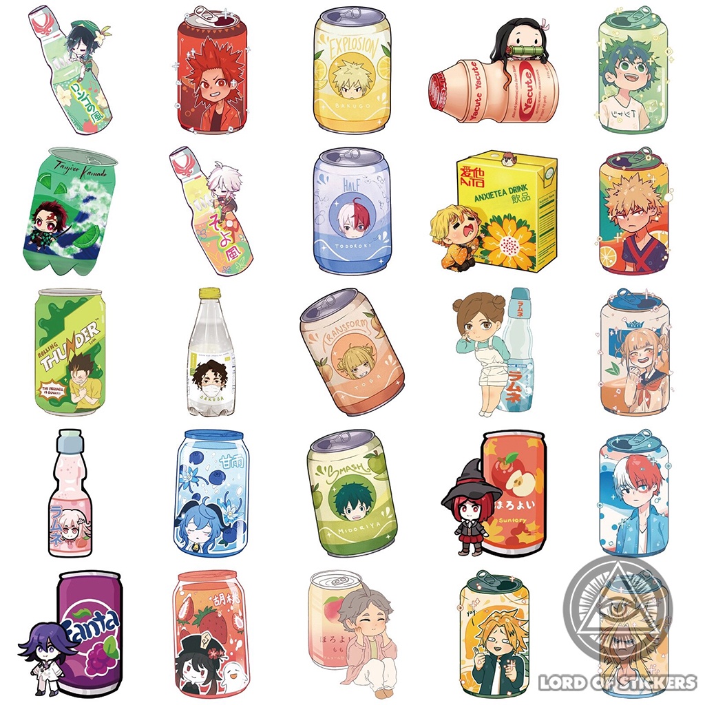Set 50 Hình Dán My Hero Academia Demon Slayer Sticker Cute Anime Manga Chống Nước Trang Trí Mũ Bảo Hiểm, Laptop, Vali