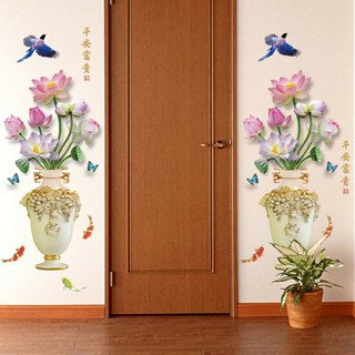 decal dán tường bình hoa sen