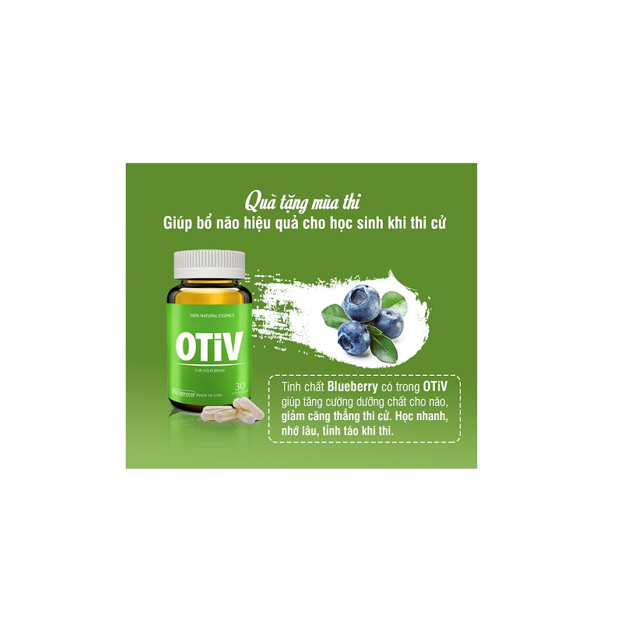 Viên Uống Bổ Não Otiv Hỗ Trợ Cải Thiện Mất Ngủ, Đau Nửa Đầu, Tăng Cường Trí Nhớ - 30 Viên
