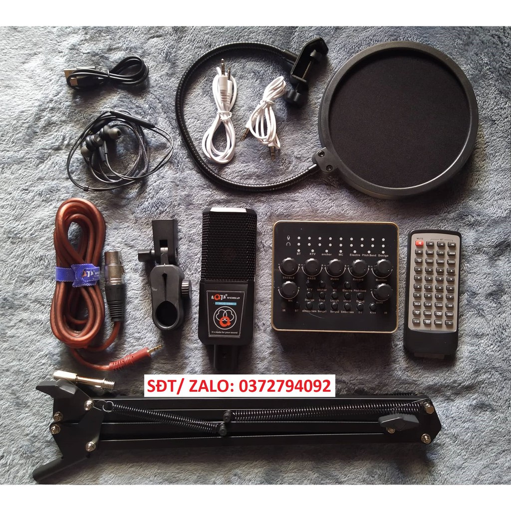 COMBO MIC THU ÂM AQTA ALC 280 CARD V10 ĐỦ PHỤ KIỆN TẶNG TAI AKG-S8