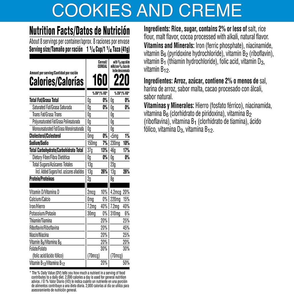 Ngũ cốc  Kellogg's Rice Krispies Cookies and Cream 482gr