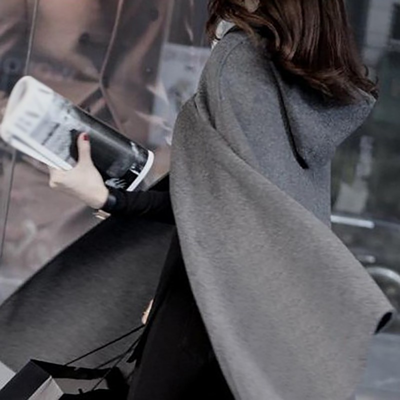 ₪◈Áo choàng len có mũ trùm đầu thiết kế thời trang hàn quốc chuyên dùng cho nữ | BigBuy360 - bigbuy360.vn