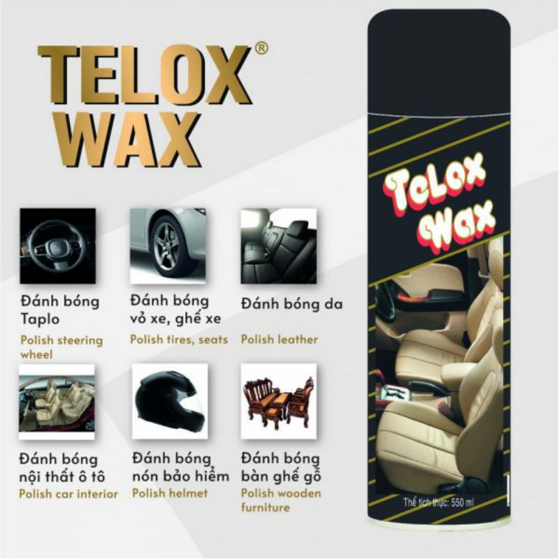 TELOX WAX Dầu đánh bóng đa năng da,simili,gỗ,vỏ xe caosu