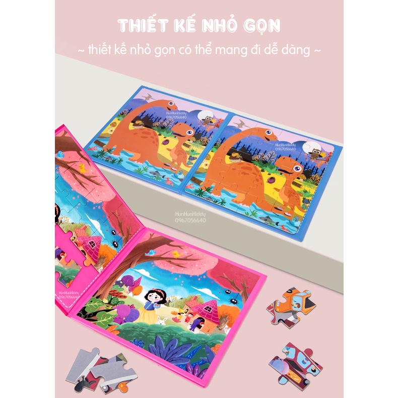 [2 in 1]Bộ tranh xếp hình nam châm từ tính với 40 mảnh ghép - hãng MAORONRON