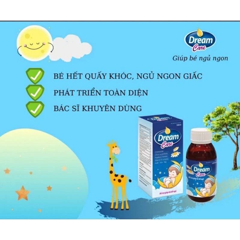 Siro Dream Care giải pháp hiệu quả cho bé ngủ sâu giấc, giúp trẻ dễ ngủ, giảm khóc đêm