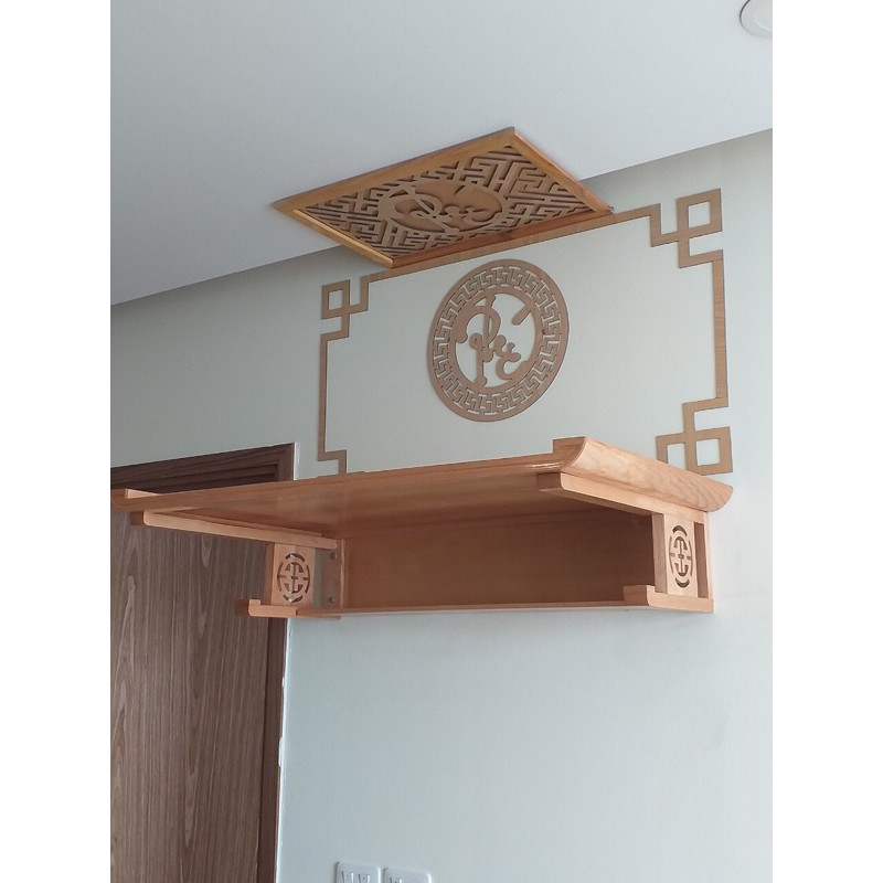 Bàn thờ treo tường gỗ sồi kt 41 x 61 kèm chắn khói