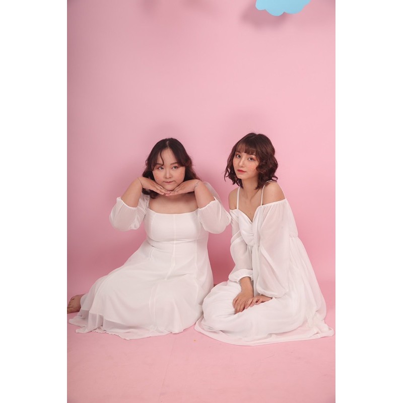 VÁY ĐI CHƠI - LADONNA DRESS - VÁY HAI DÂY TAY DÀI NGỰC RÚM | BigBuy360 - bigbuy360.vn