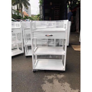 xe đẩy gỗ 3 tầng, kệ gỗ 3 tầng chắn chắn, đẹp dành cho spa