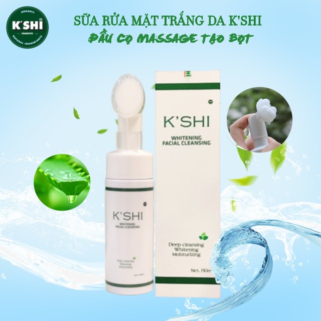 [Hàn Quốc] Sữa Rửa Mặt Trắng Da Ngừa Mụn Có Đầu Cọ Tạo Bọt K’shi Whitening Facial Cleansing kshi 150ml