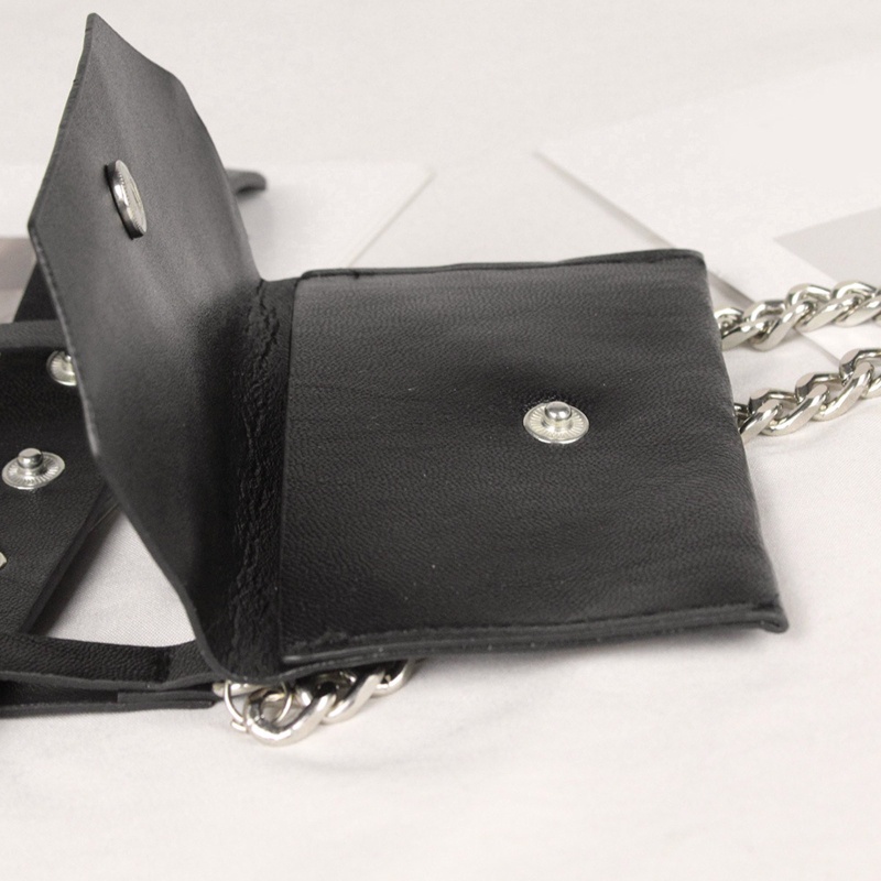 Túi Đeo Hông Bằng Da Phối Dây Xích Kim Loại Thời Trang Sang Trọng Cho Nữ