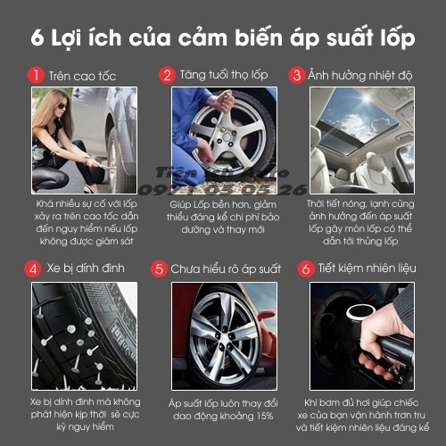 Cảm biến áp suất lốp TPMS màn hình led màu - Bản quốc tế | tienich_auto