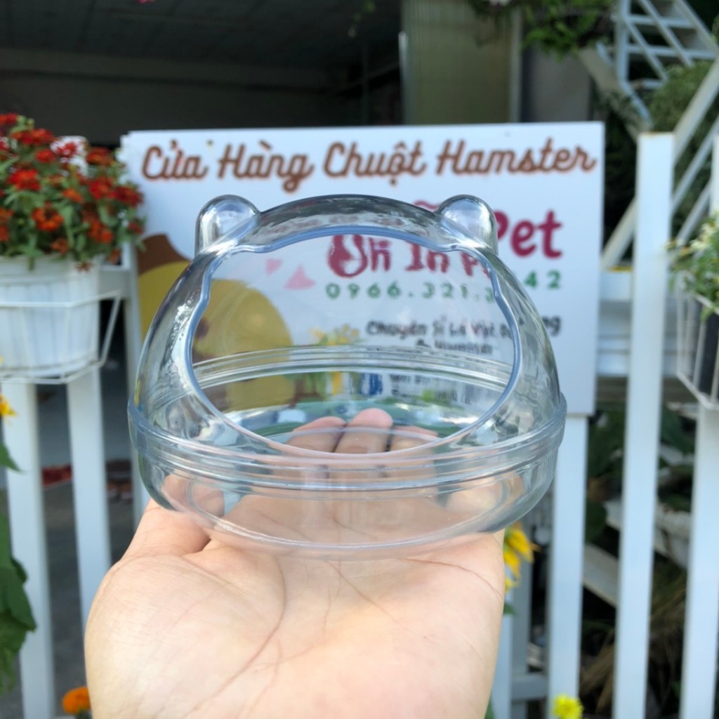 Nhà tắm nhà ngủ hamster MÈO TRÒN trong suốt cho lồng hamster đủ size