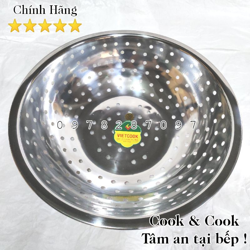 [CHÍNH HÃNG] Rổ lỗ 7 ly inox rổ inox Vietcook size 20, 22, 24, 26, 28, 30, 32, 34, 36 cm không rỉ cao cấp