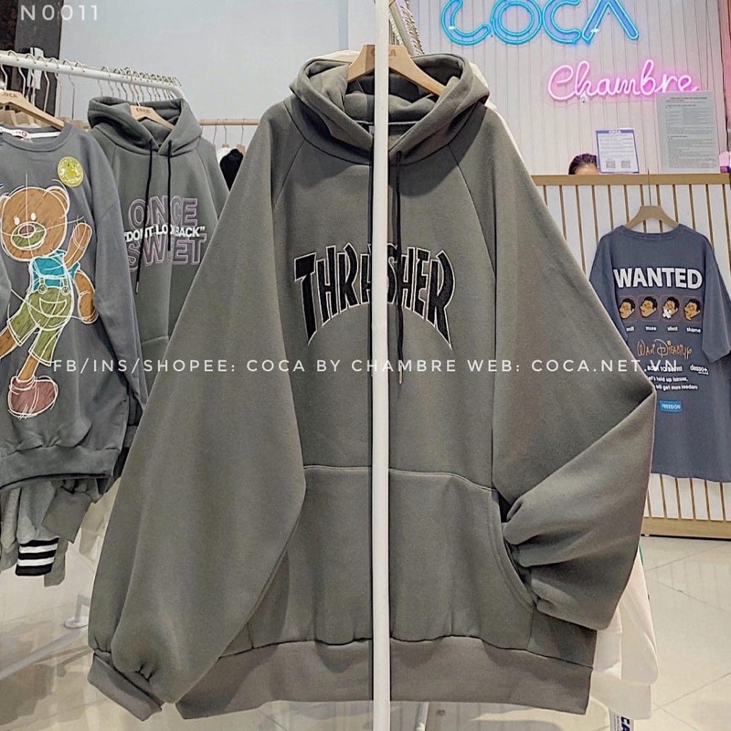 Áo Nỉ Hoodie Nam Nữ Form Rộng Unisex Có Dây Kéo Chất Nỉ Lót Bông Dày Dặn THAR