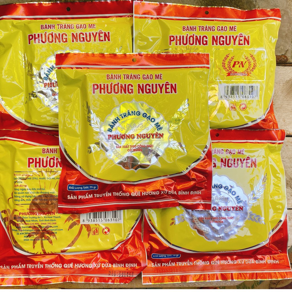 Combo 5 gói bánh tráng gạo mè Phương Nguyên nướng sẵn ( gói 75gram )
