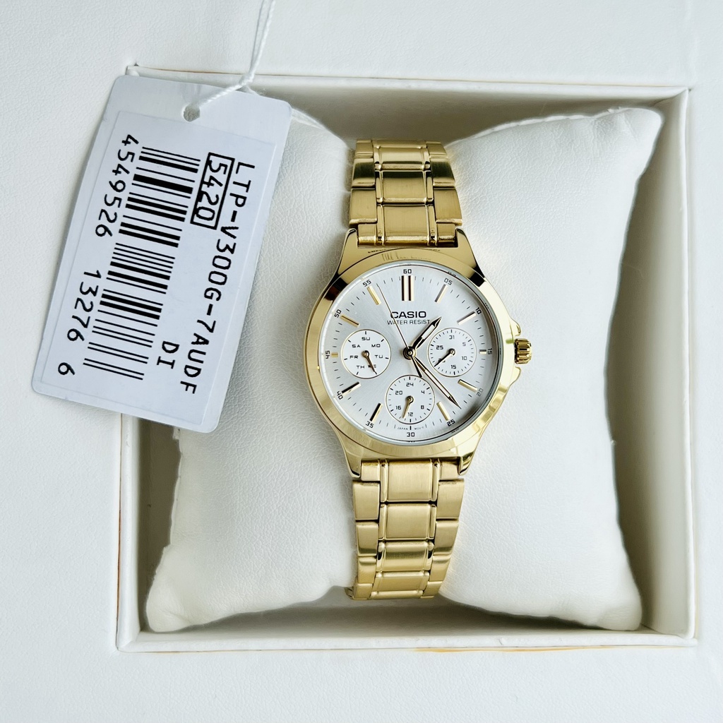 Đồng hồ đôi nam nữ dây thép Casio MTP V300G 7A
