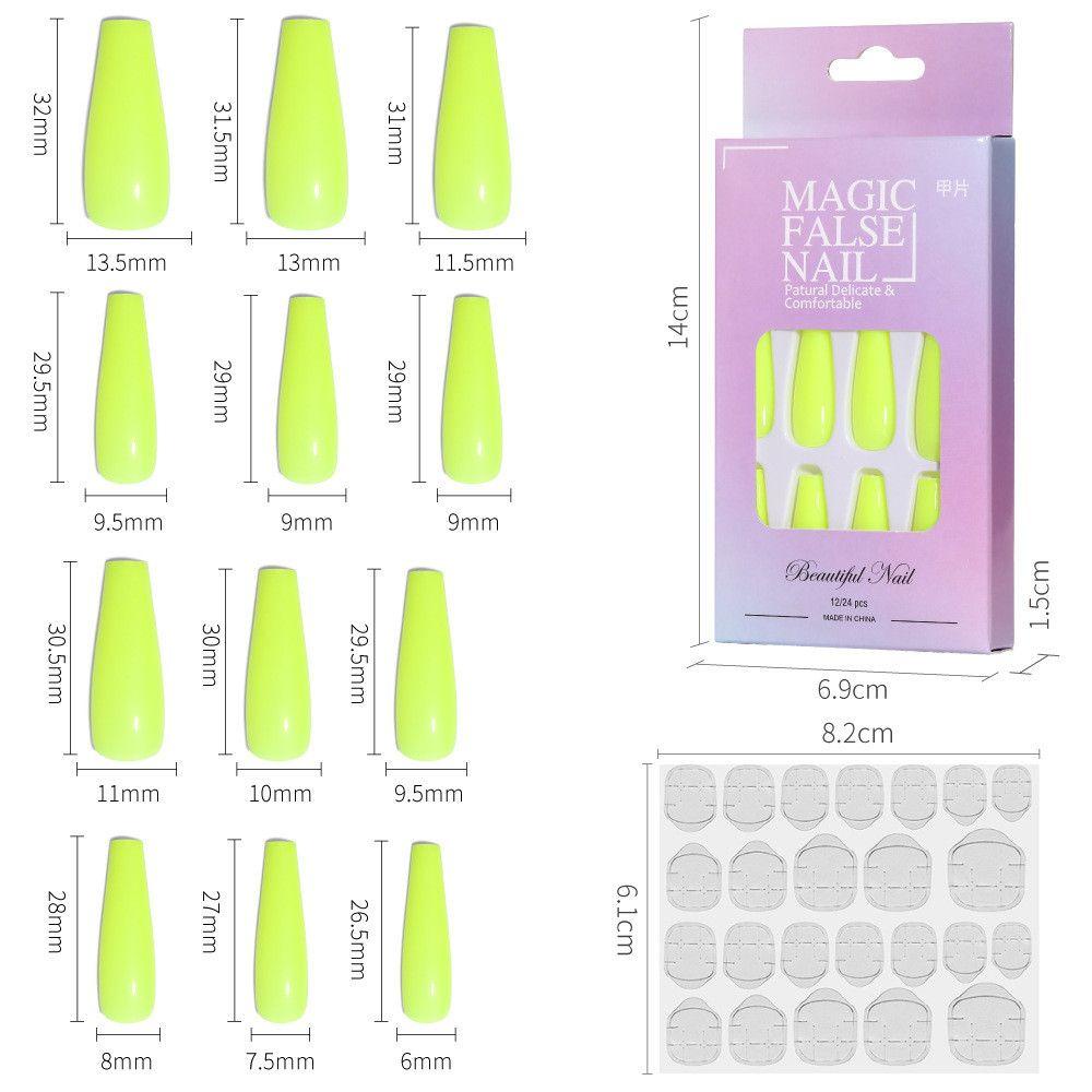 Set 24 Móng Tay Giả Dạ Quang Màu Trơn Thời Trang