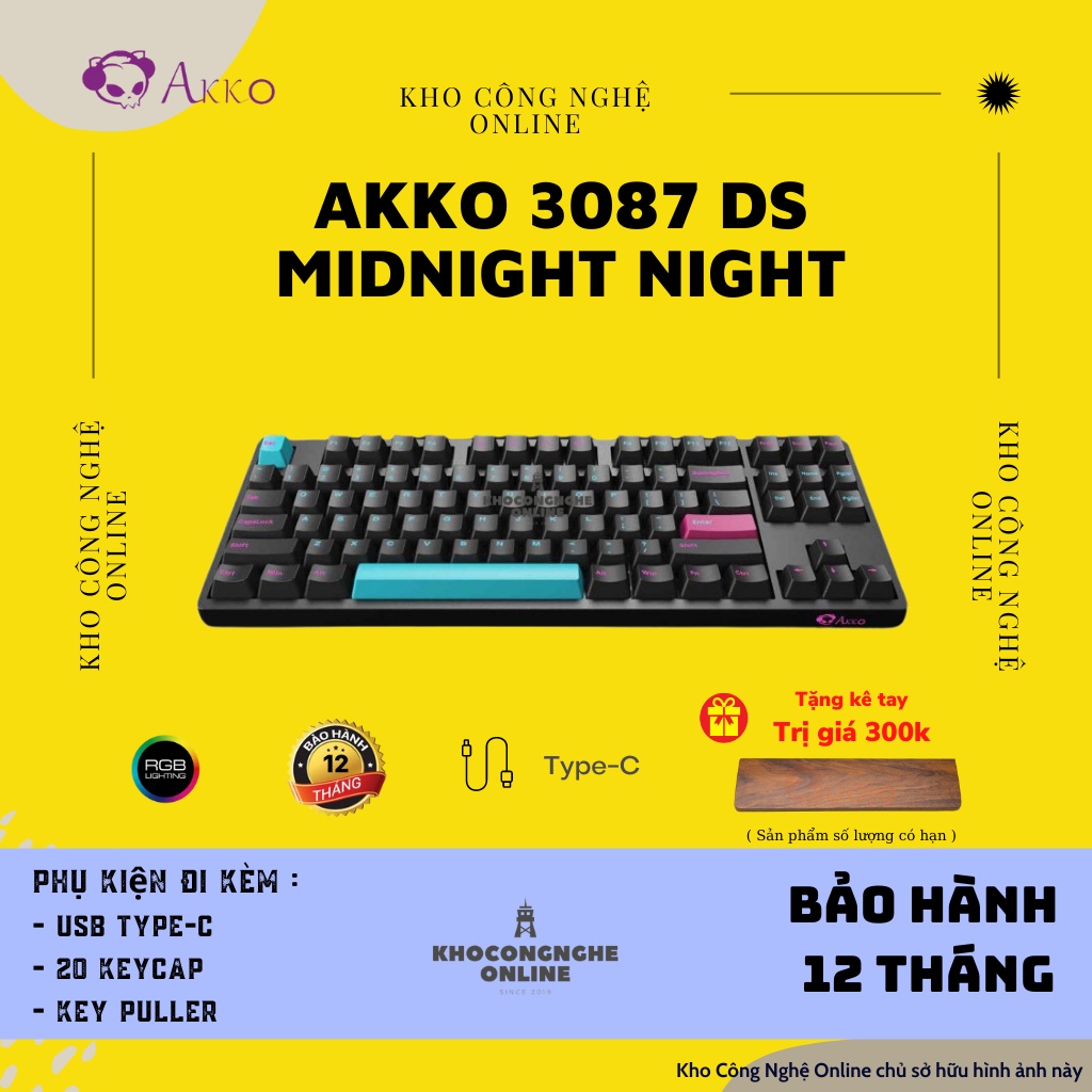 [Mã 33ELSALE hoàn 7% đơn 300K] Bàn phím cơ AKKO 3087 DS Midnight R2 (Akko sw v2)