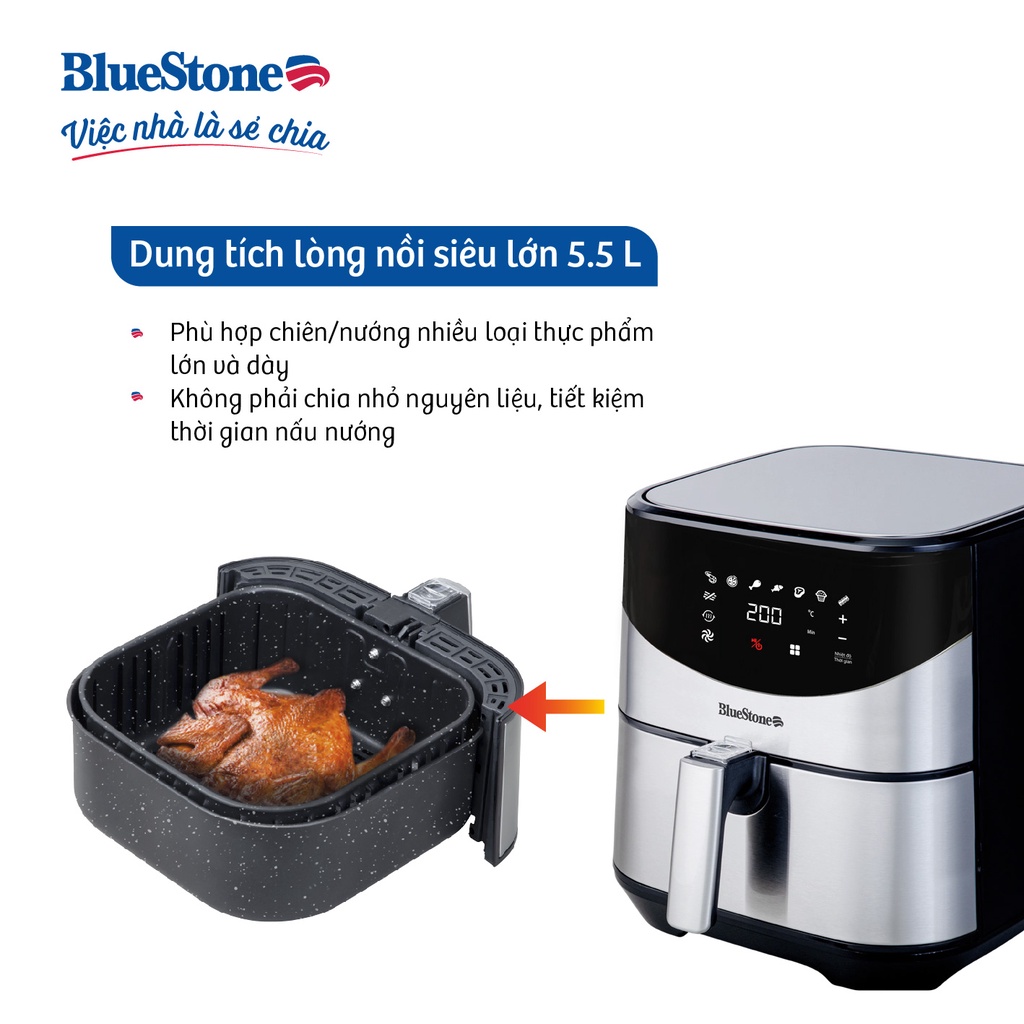 Nồi chiên không dầu điện tử 5.5L BlueStone AFB-5880