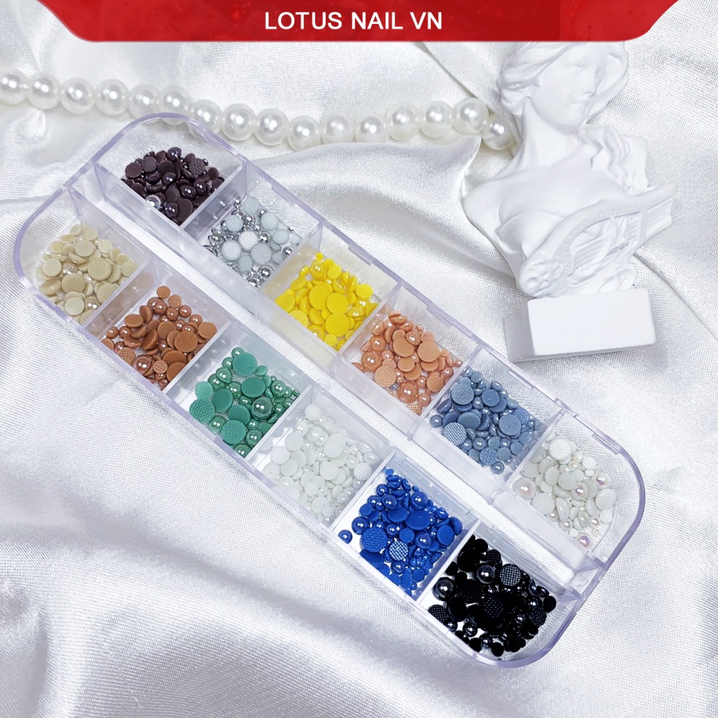 Ngọc trai nail, ngọc trai nửa YHB cao cấp đính móng khay mix đủ size, đủ màu