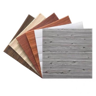 Giấy dán tường HOUSEEKER 70x70cm bằng xốp giả gỗ trang trí 3D chống va chạm