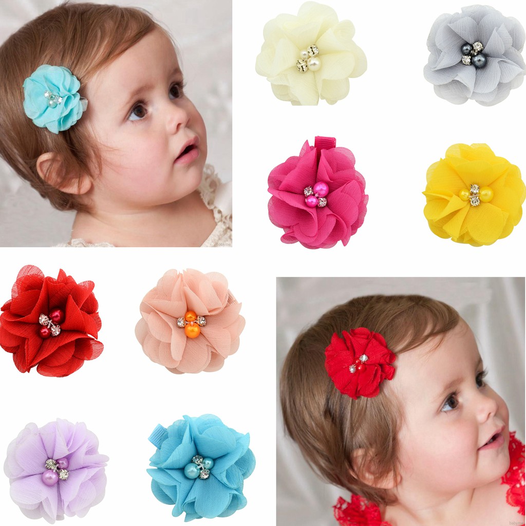 Kẹp tóc KIDSBOWS hình hoa lụa đính hạt dễ thương cho bé gái