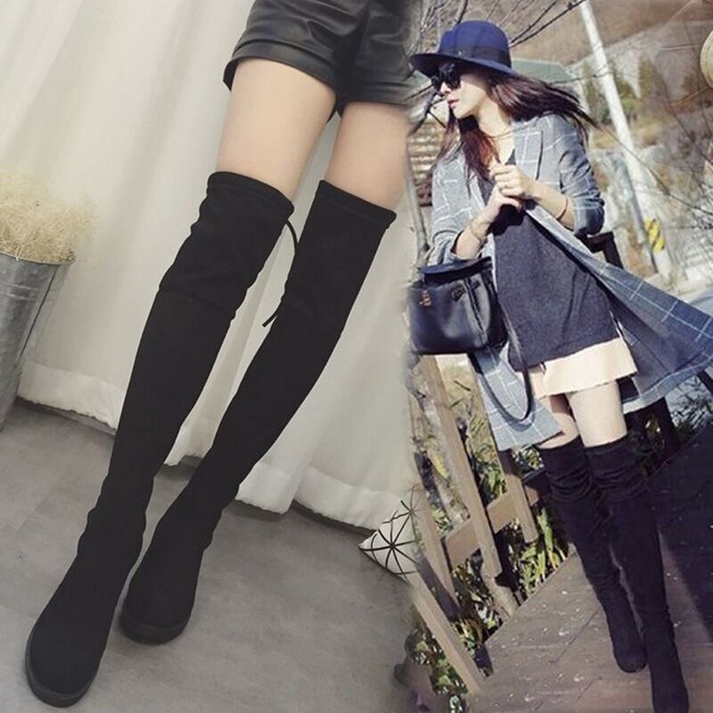 ▨✧giày bốt gối đùi thời cá tính dành cho nữ cao cổ gót, big size, nhất quà tặng bạn gái[cái mới 2022]