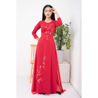 Áo dài kết hoa cao cấp mềm mại 💥FREESHIP💥áo dài dự tiệc