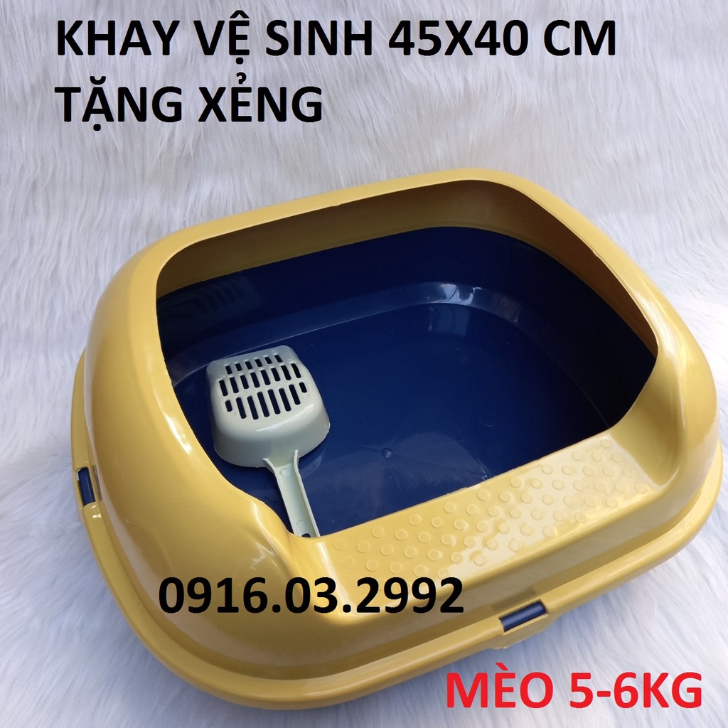 Khay vệ sinh cho mèo to tặng xẻng 46x40 cm