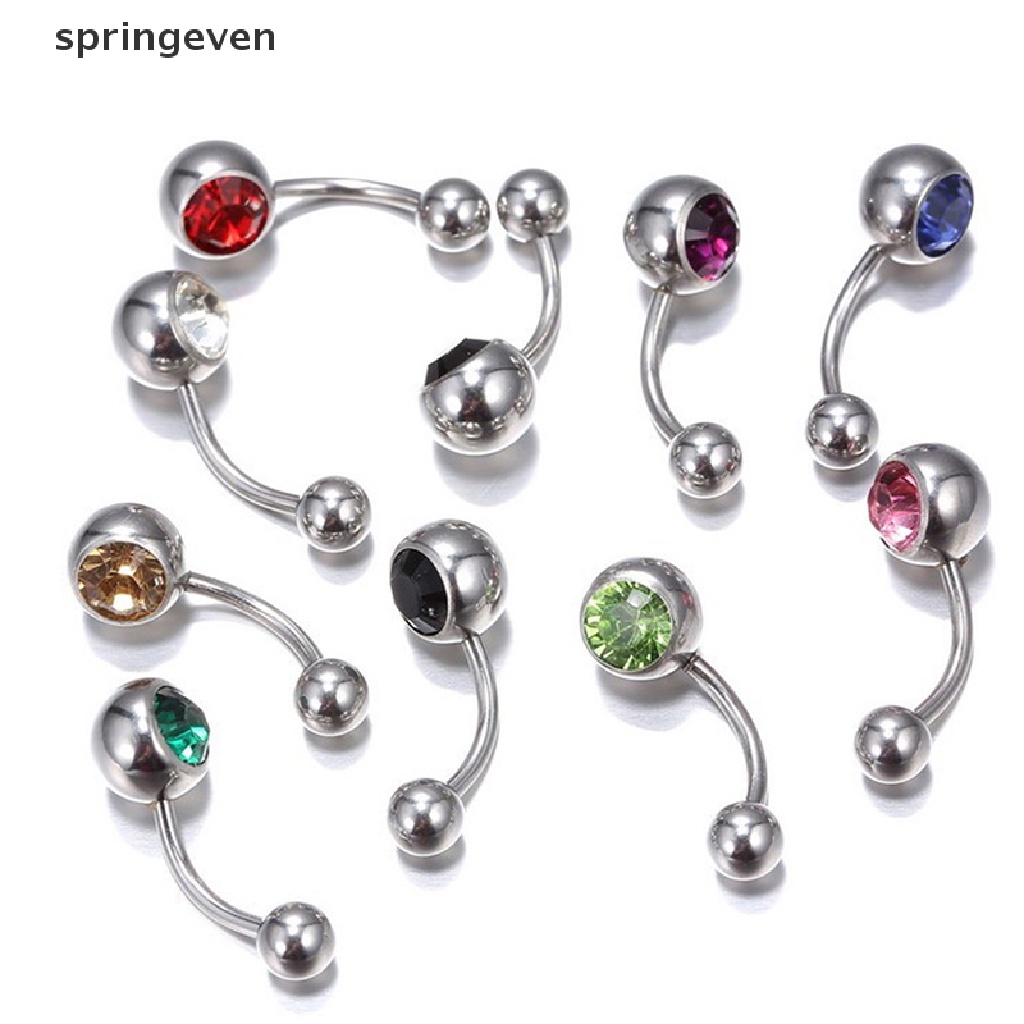 Set 10 / 12 / 15 Khuyên Rốn Thép Không Gỉ Đính Đá Pha Lê