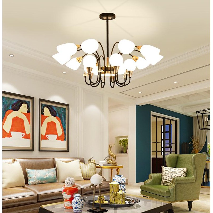 Đèn chùm MONSK OMELA vintage hiện đại cao cấp 15 tay kèm bóng led chuyên dụng [ẢNH THẬT 100%]