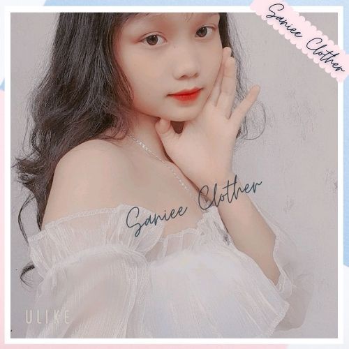 Váy nữ trễ vai bèo bo chun ngực chất voan lụa lấp lánh trắng hồng váy nữ sexy bánh bèo ulzzang saniee clothes