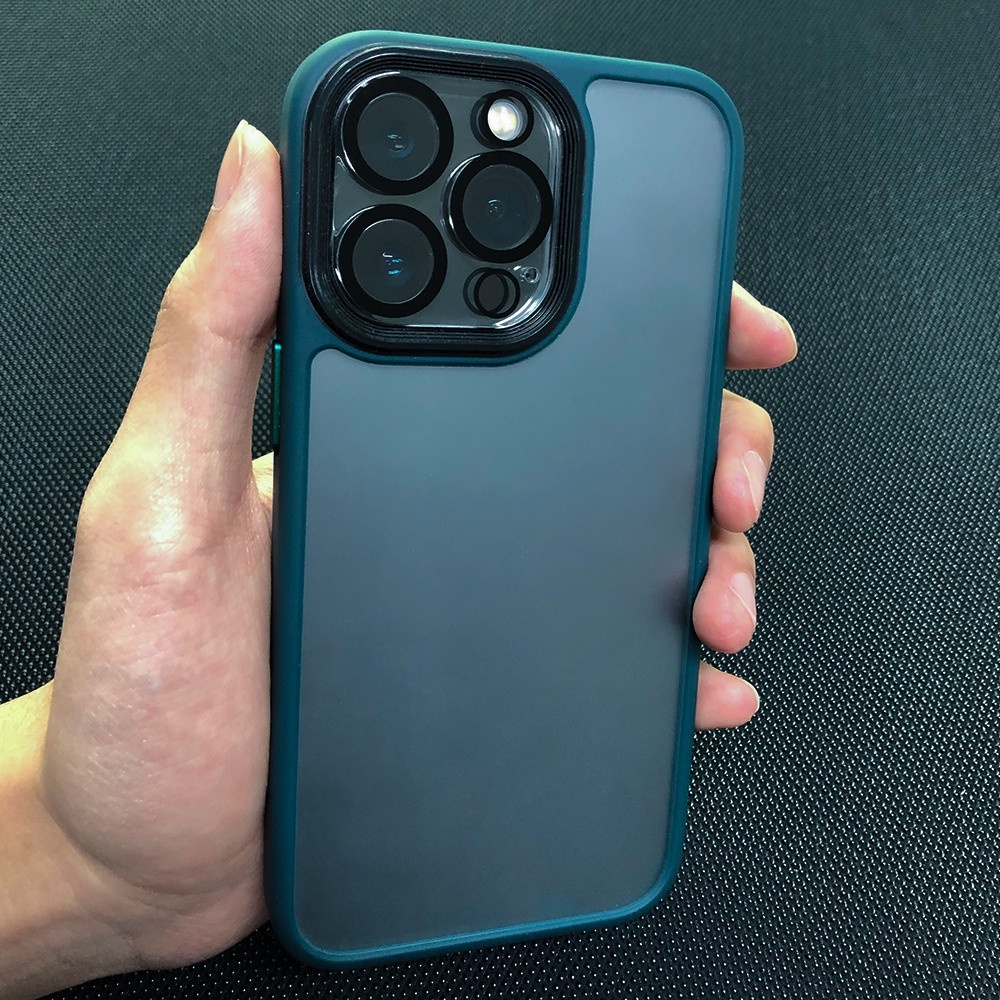 Ốp Điện Thoại Nhám Chống Sốc Có Nút Kim Loại Sang Trọng Bảo Vệ Camera Cho iPhone 13 12 11 Pro Max 13Mini