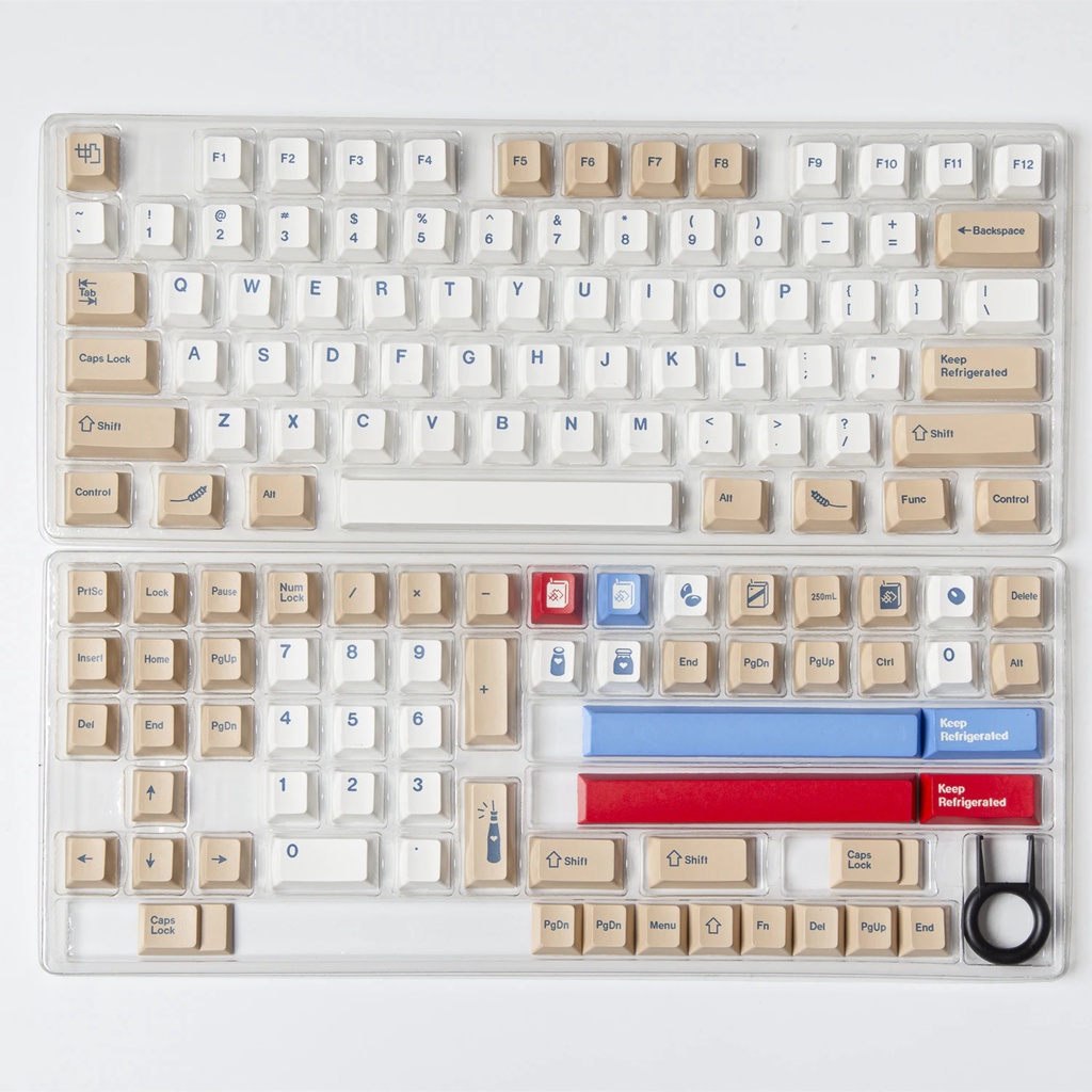 Bộ keycap PBT Mika Dog Theme, Soy Milk in Dye-sub nút bàn phím cơ - cherry profile - phù hợp các layout bàn phím cơ bản