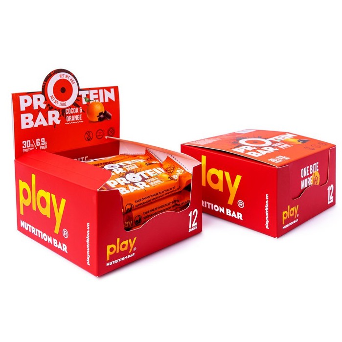 Bánh Ăn Kiêng Play Protein Bar 💪FREESHIP💪 Bánh Bổ Sung Protein -  Thanh Bánh Vị Cam Cacao 45Gr SP3.2