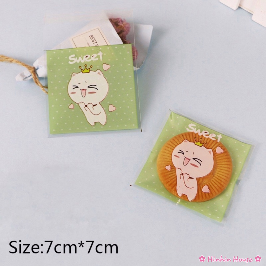 Túi Opp Dán Miệng Hoạ Tiết Bé Mèo Xinh Xắn Size 7*7+3cm - Túi Bóng Kính Size Nhỏ