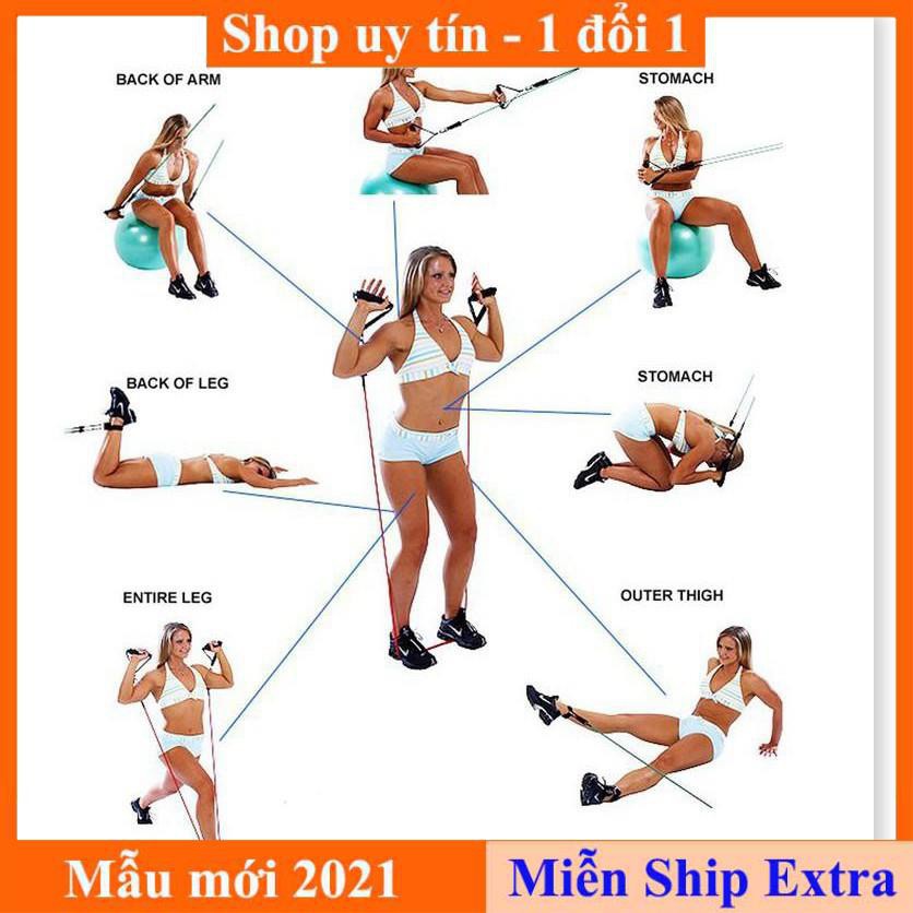 [ Xả kho tết] Dây tập gym tại nhà, dây đàn hồi tập gym, tập gym tại nhà, Bộ 5 Dây Đàn Hồi Tập Thể Hình -Freeship