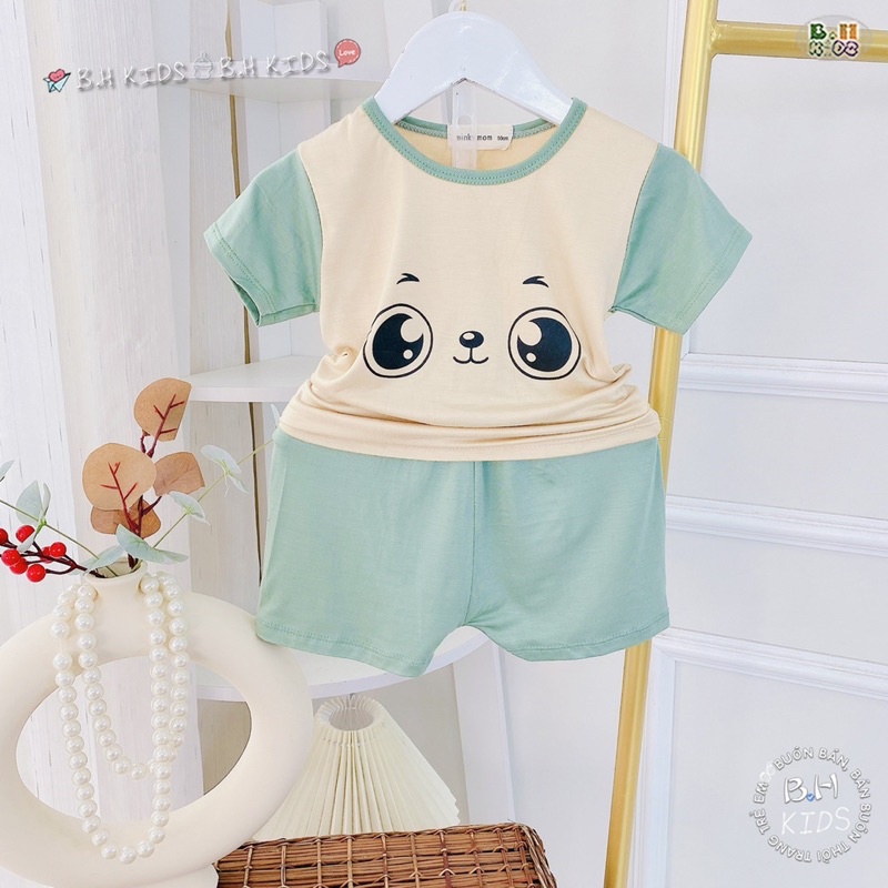 Bộ cộc thun lạnh phối màu Minky mom bé trai/bé gái(8-16kg)