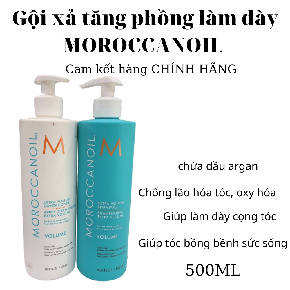 Dầu Gội Xả Tăng Phồng Tóc Moroccanoil Volume 500ML*2
