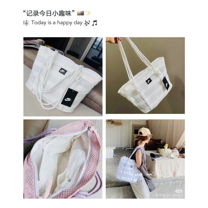 TNS - Túi tote khoá zip miệng túi vừa laptop hottrend Nikkie tote bag-chất liệu siêu bền màu trắng phối lưới