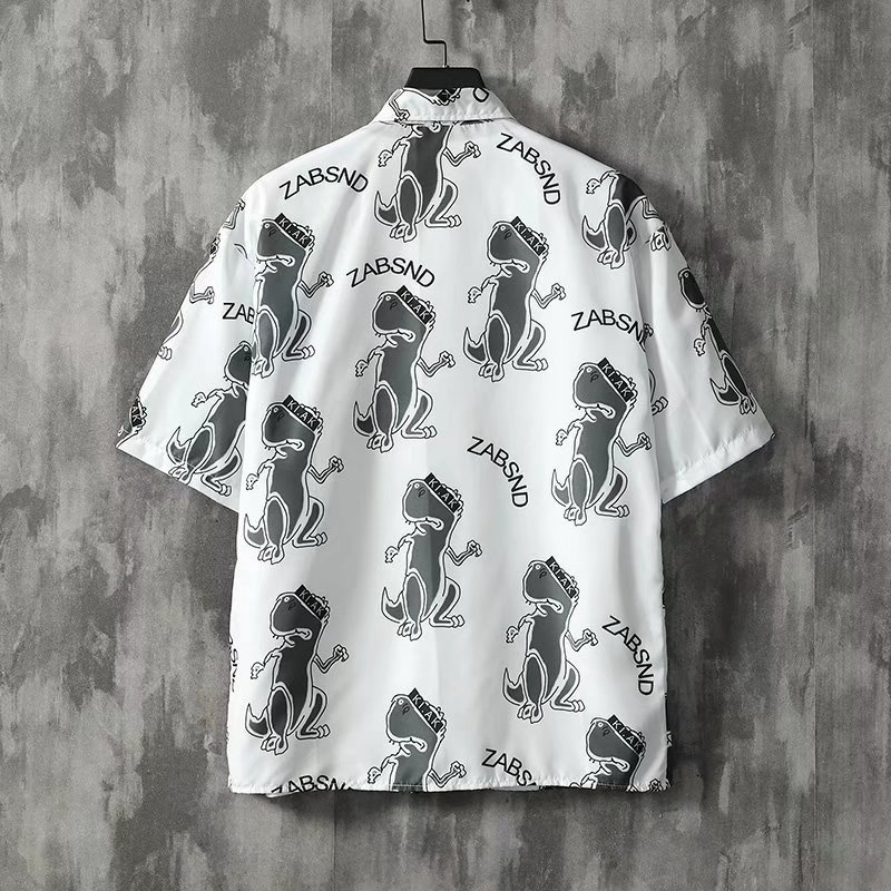 Áo Sơ Mi Tay Ngắn In Họa Tiết Khủng Long Thời Trang Hàn Quốc Chất Lượng Cao Dành Cho Nam 2022