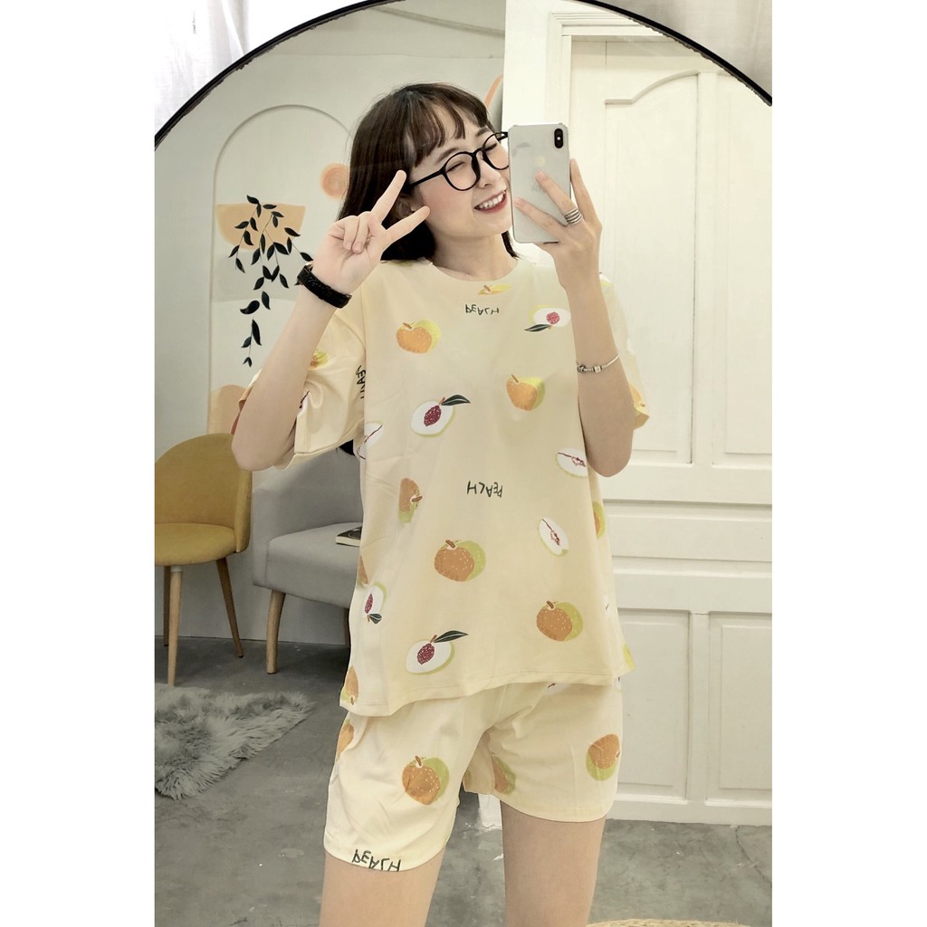 Đồ bộ nữ cộc tay - mặc nhà - chất thun sữa mềm mại co giãn | BigBuy360 - bigbuy360.vn