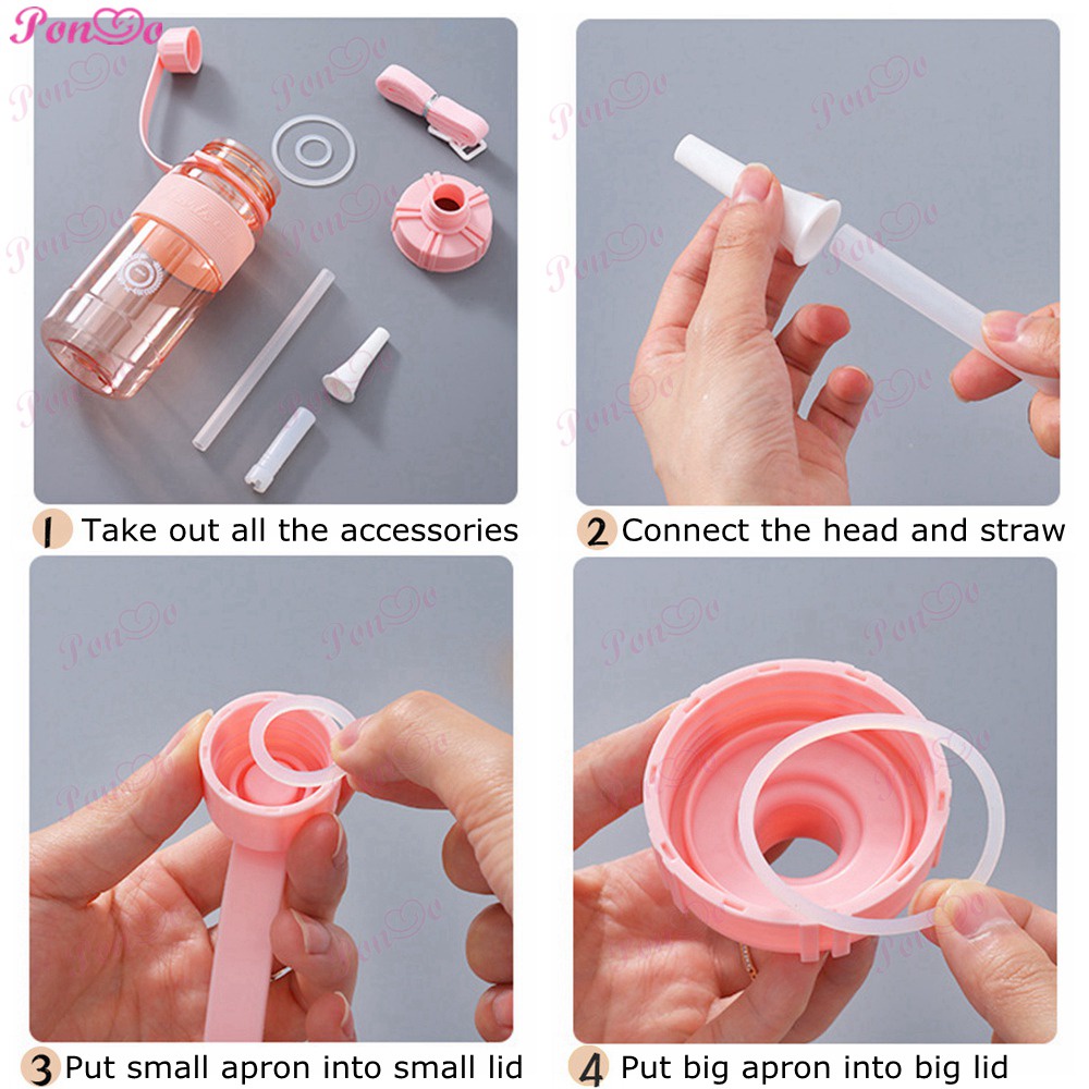 Bình Nước Màu Trắng Dung Tích 600ml - 2l Tích Hợp Ống Hút Sử Dụng Tiện Lợi