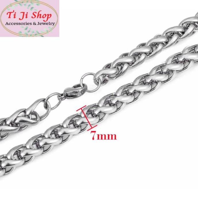 DÂY CHUYỀN NAM INOX KIỂU BÔNG DỪA 7LY đẹp, không đen