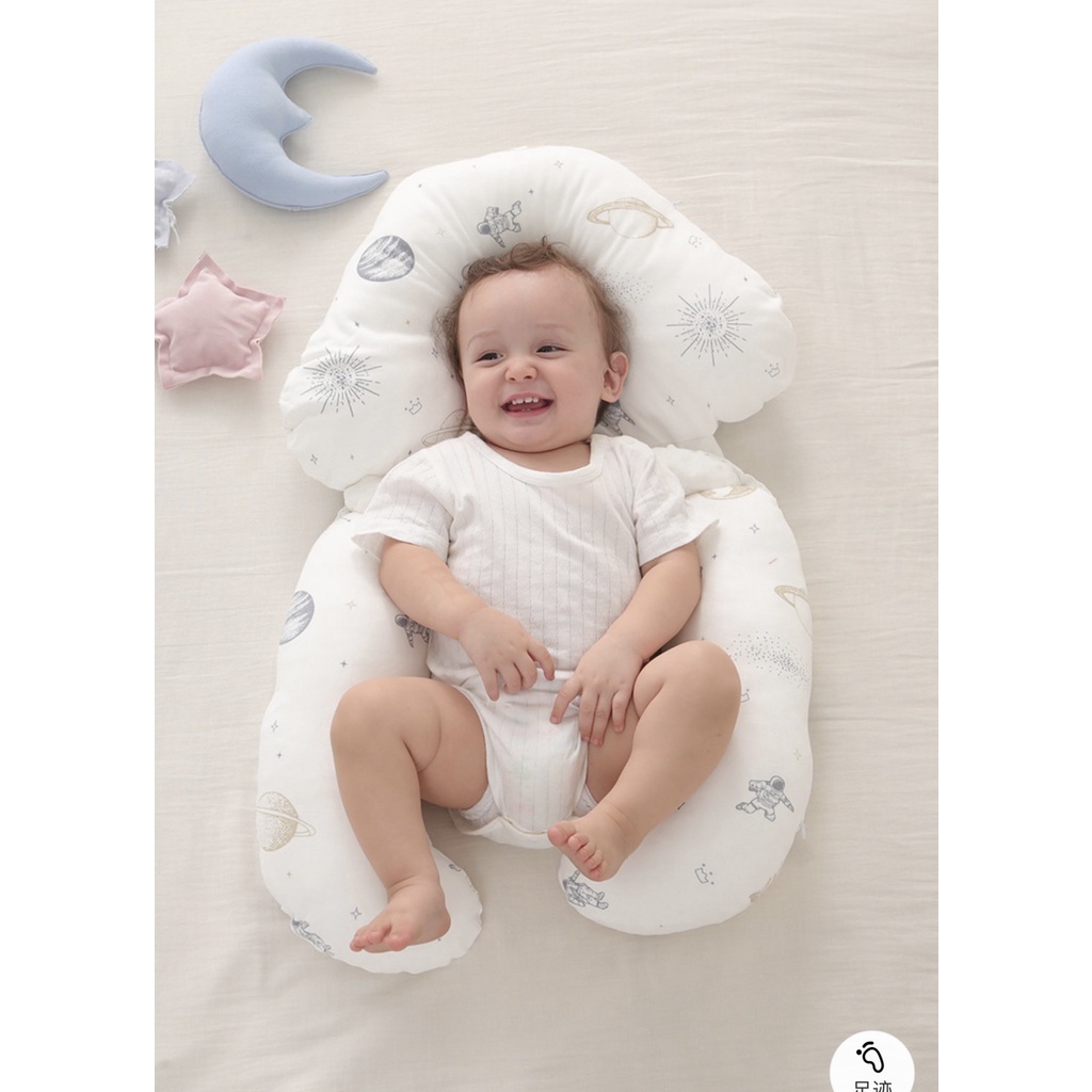 Gối Ôm Chữ U Cho Bé Chống Méo Đầu, Giật Mình Chất Cotton Siêu Mềm Mát