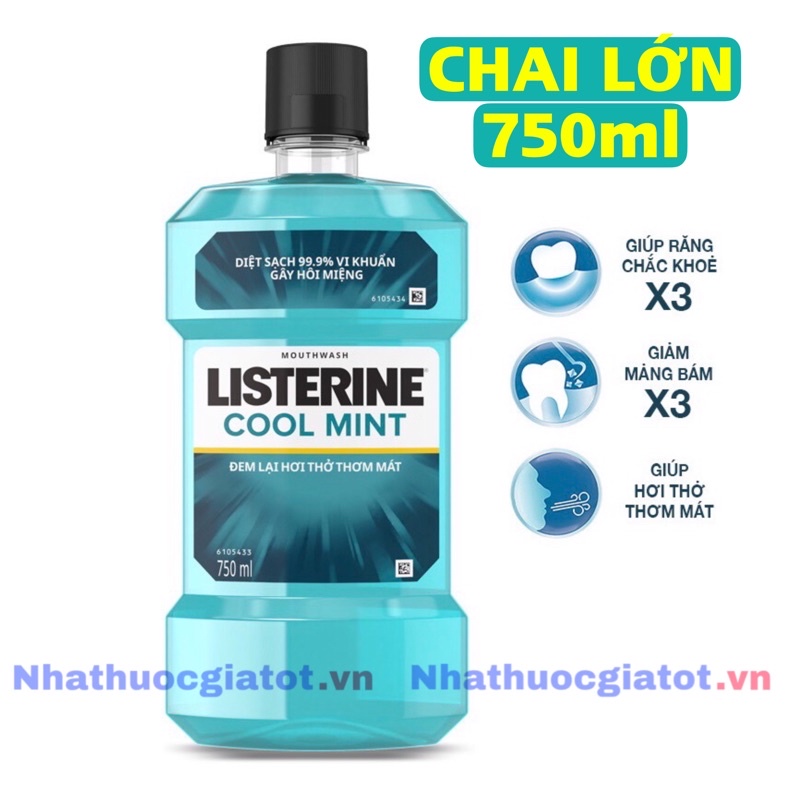 [CHÍNH HÃNG] LISTERINE COOLMINT CHAI LỚN 750ML