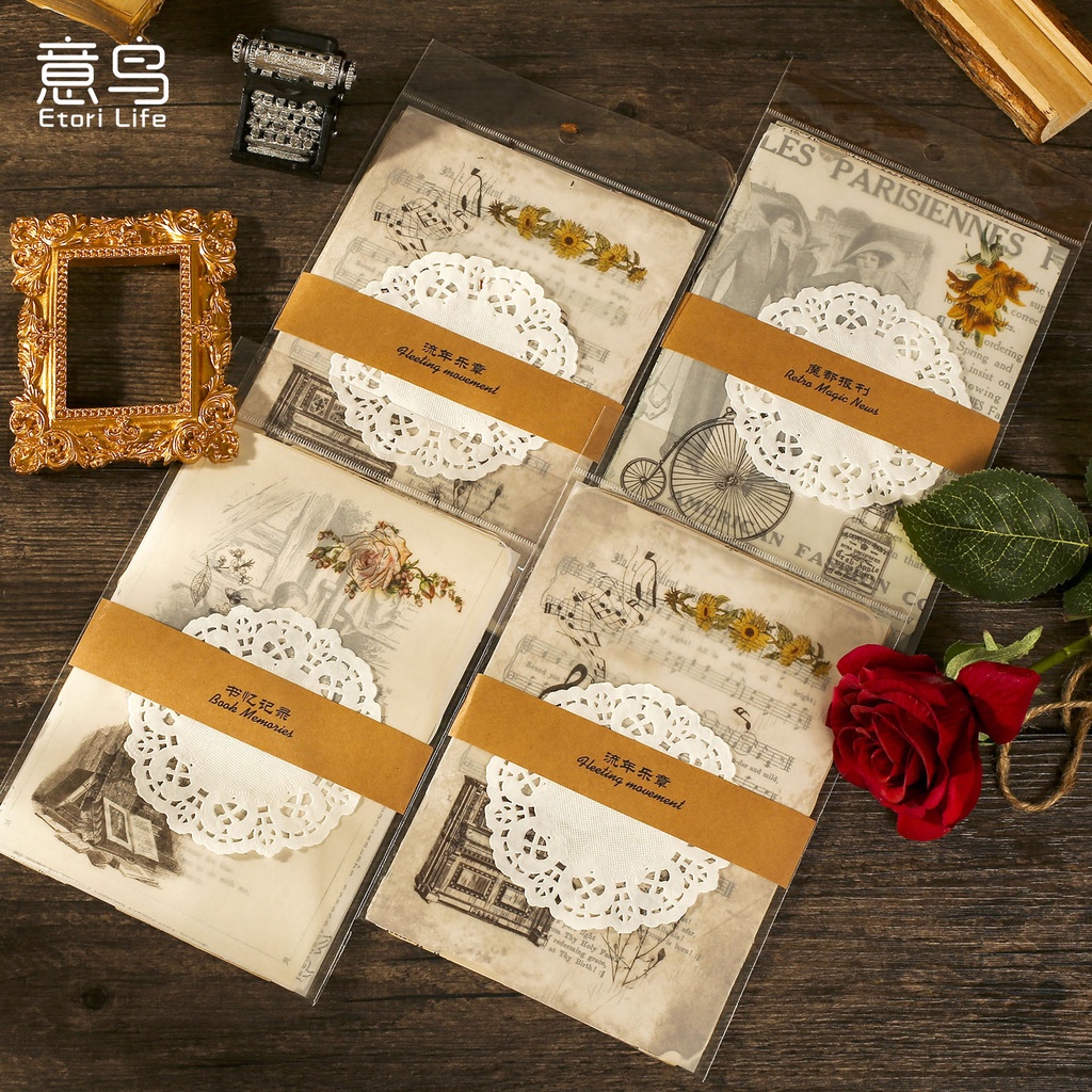 Set 26 giấy trang trí Journamm phong cách cổ điển sáng tạo cho tạp chí DIY